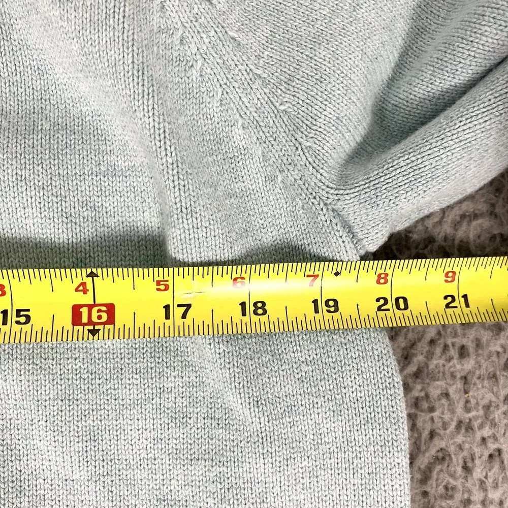 LL Bean Sweater Mens Medium Light Blue Cotton‎ Cashmere Crewneck Knit Pullover - Picture 4 of 6